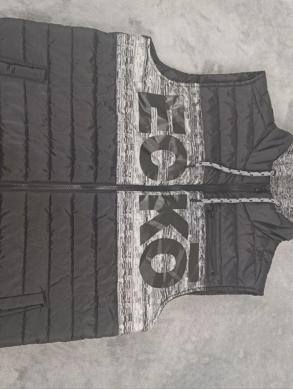 ECKO Men's Quilted Puffer Vest in Black & Heather Gray Size Large NWT - Picture 3 of 14